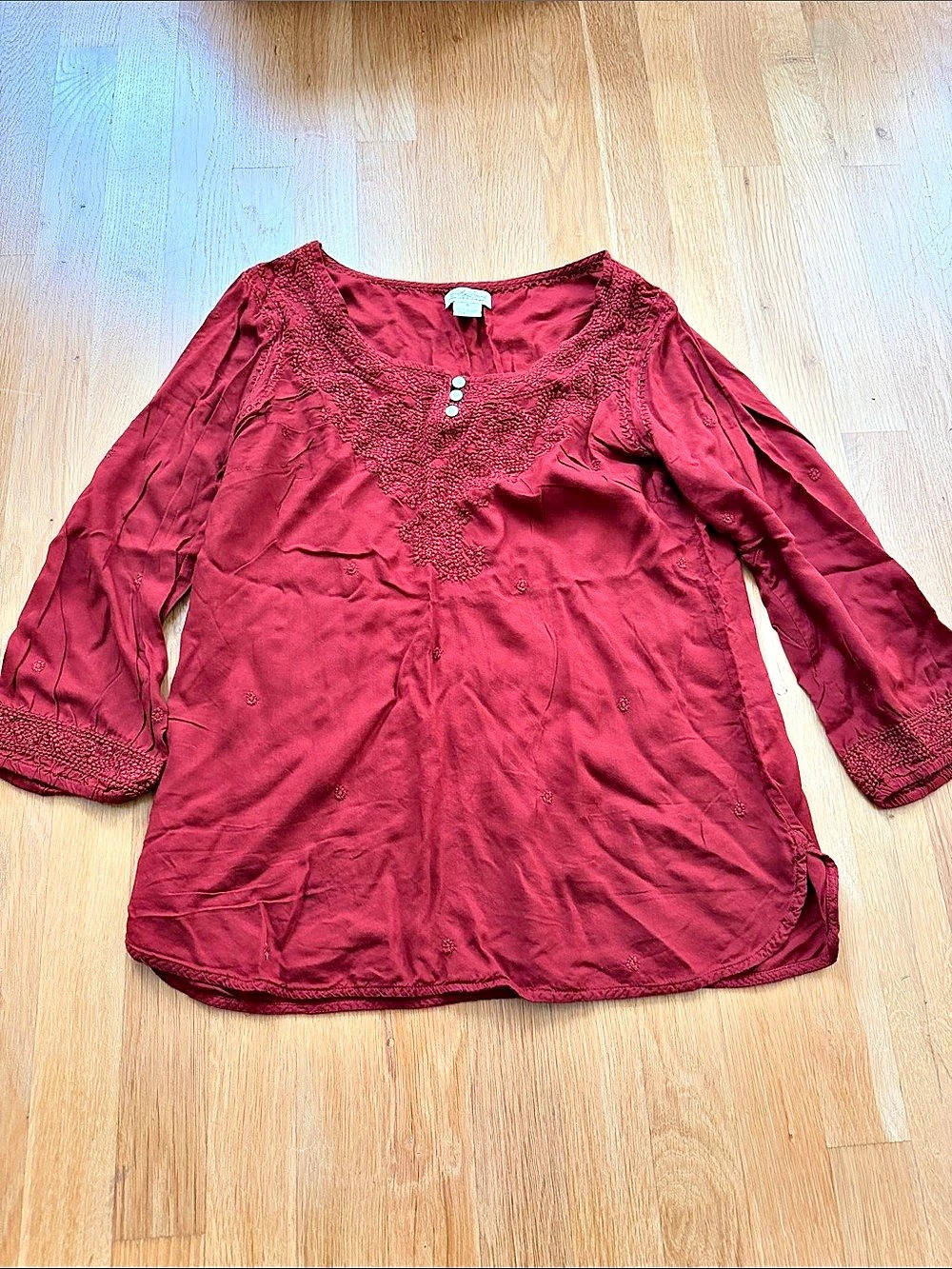 Lucky Brand Embroidered Tunic in Red Small